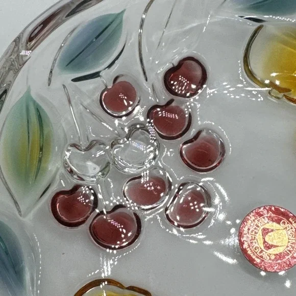 Walther Glas German Bowl Dish With Colored Fruit NEW grapes Cherries Pears - Picture 4 of 9